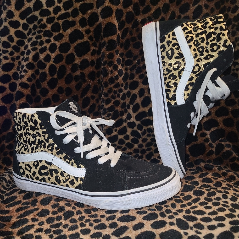 Gold and Black leopard Vans